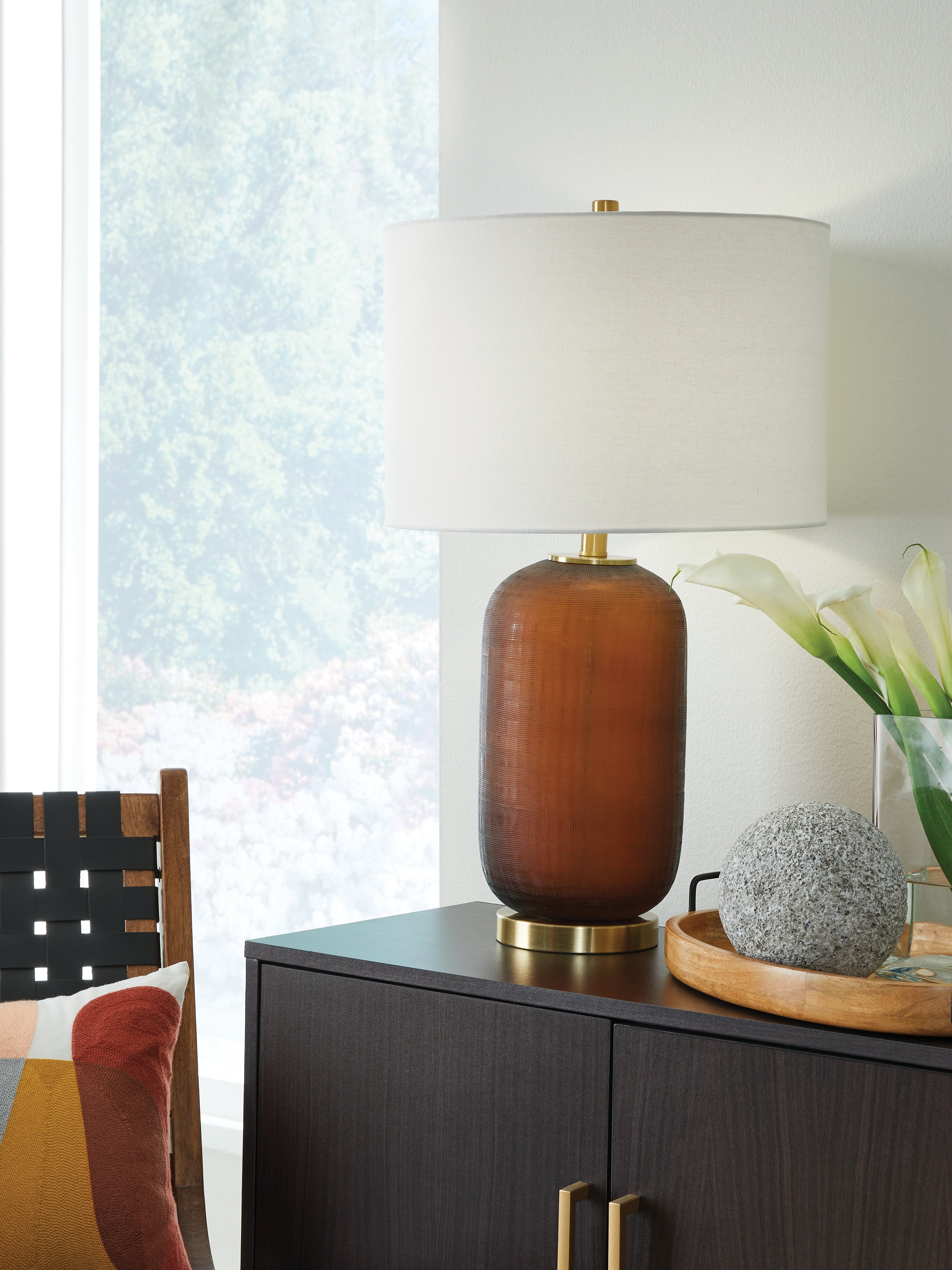 Leasing Furniture - Ashley Furniture - Farberman Lighting - Glass Table Lamp (1/CN) / Amber - L430864