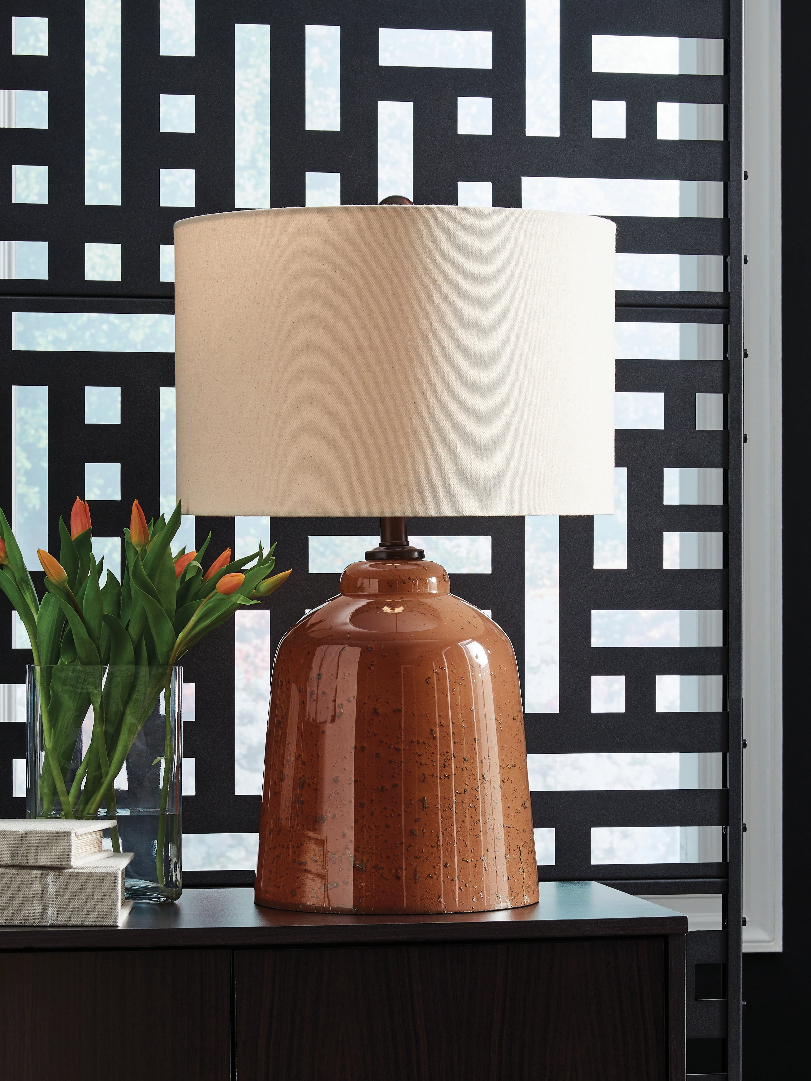 Leasing Furniture - Ashley Furniture - Aaleahya Lighting - Glass Table Lamp (1/CN) / Rust - L430904