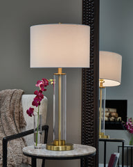 Leasing Furniture - Ashley Furniture - Orenman Lighting - Glass Table Lamp (Set of 2) / Clear/Brass Finish - L431584