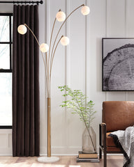Leasing Furniture - Ashley Furniture - Taliya Lighting - Metal Arc Lamp (1/CN) / Champagne/White - L725119