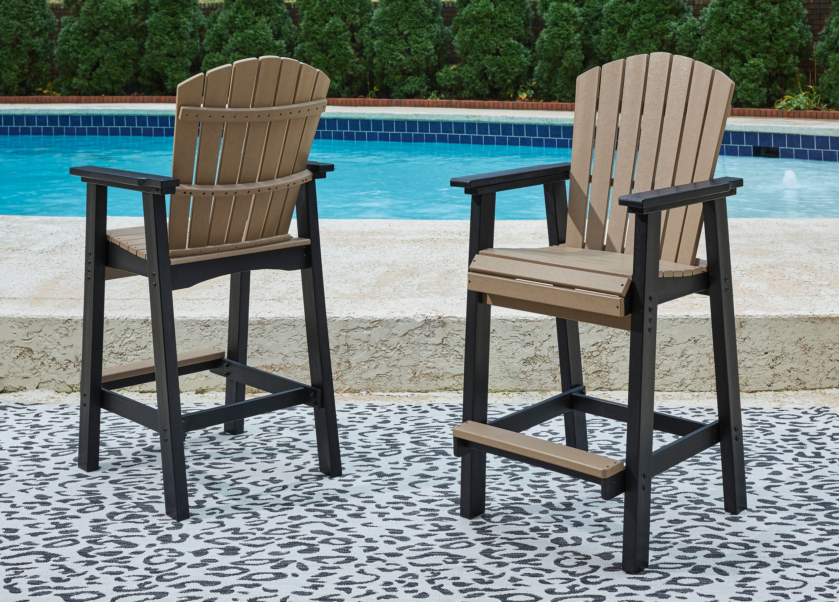 Leasing Furniture - Ashley Furniture - Fairen Trail Outdoor - Barstool (Set of 2) / Black/Driftwood - P211-124