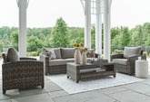Leasing Furniture - Ashley Furniture - Oasis Court Outdoor - Sofa/Chairs/Table Set (4/CN) / Gray - P335-081