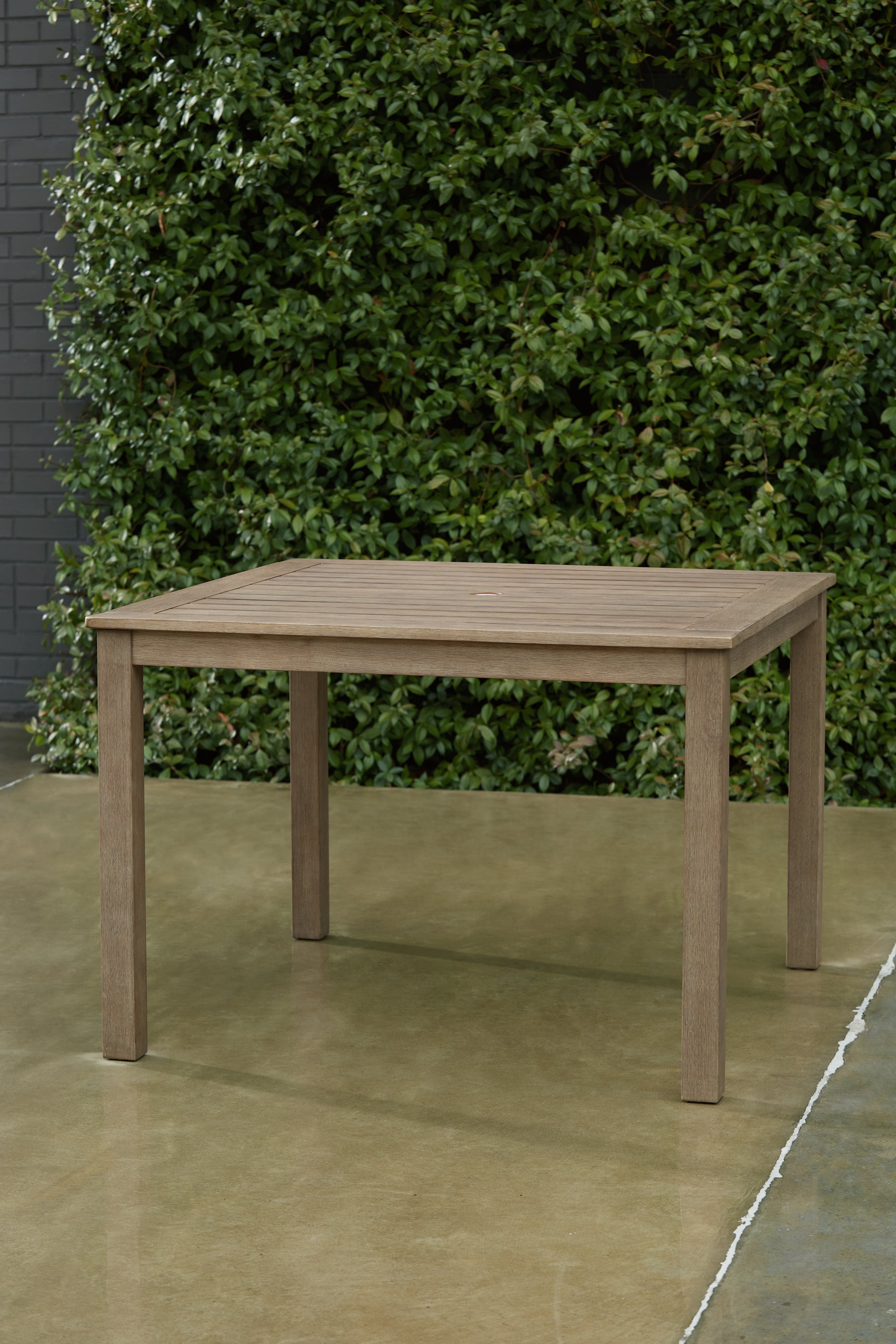 Leasing Furniture - Ashley Furniture - Aria Plains Outdoor - Square Dining Table w/UMB OPT / Brown - P359-615