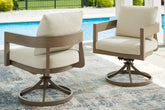 Leasing Furniture - Ashley Furniture - Serene Bay Outdoor - Swivel Chair w/Cushion (Set of 2) / Dark Brown/White - P671-602A