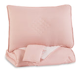 Leasing Furniture - Ashley Furniture - Lexann Full Comforter Set - Full Comforter Set / Pink/White/Gray - Q901003F