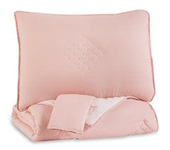 Leasing Furniture - Ashley Furniture - Lexann Full Comforter Set - Full Comforter Set / Pink/White/Gray - Q901003F