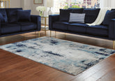 Leasing Furniture - Ashley Furniture - Leonelle Rug - 5'3" x 7'3" Rug / Cream/Blue/Gray - R404872