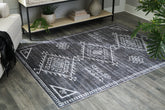 Leasing Furniture - Ashley Furniture - Arloman Rug - 5' x 7' Washable Rug / Black/Cream/Gray - R405932
