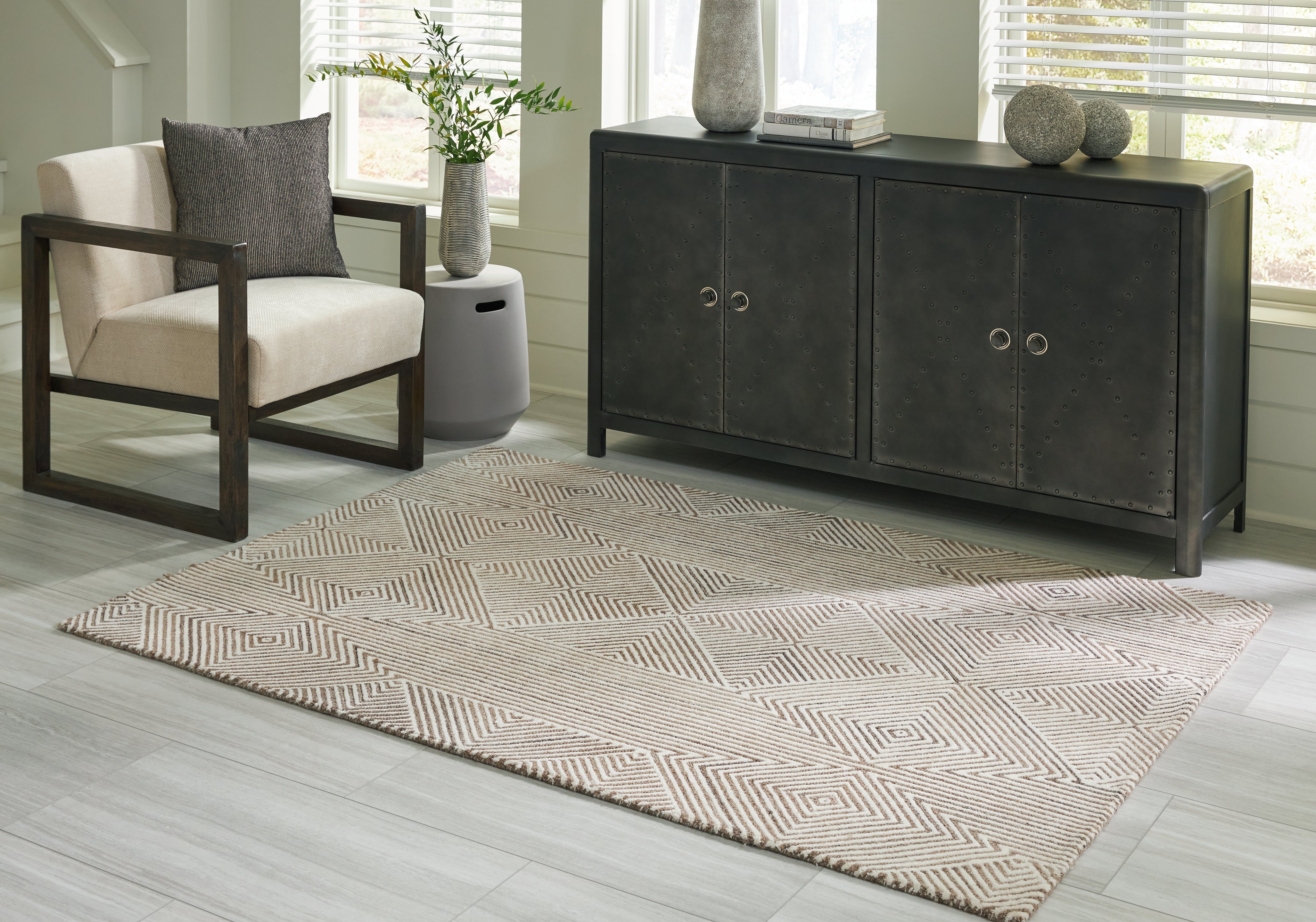 Leasing Furniture - Ashley Furniture - Jadott Rug - 5' x 7' Rug / Beige/Brown - R406802