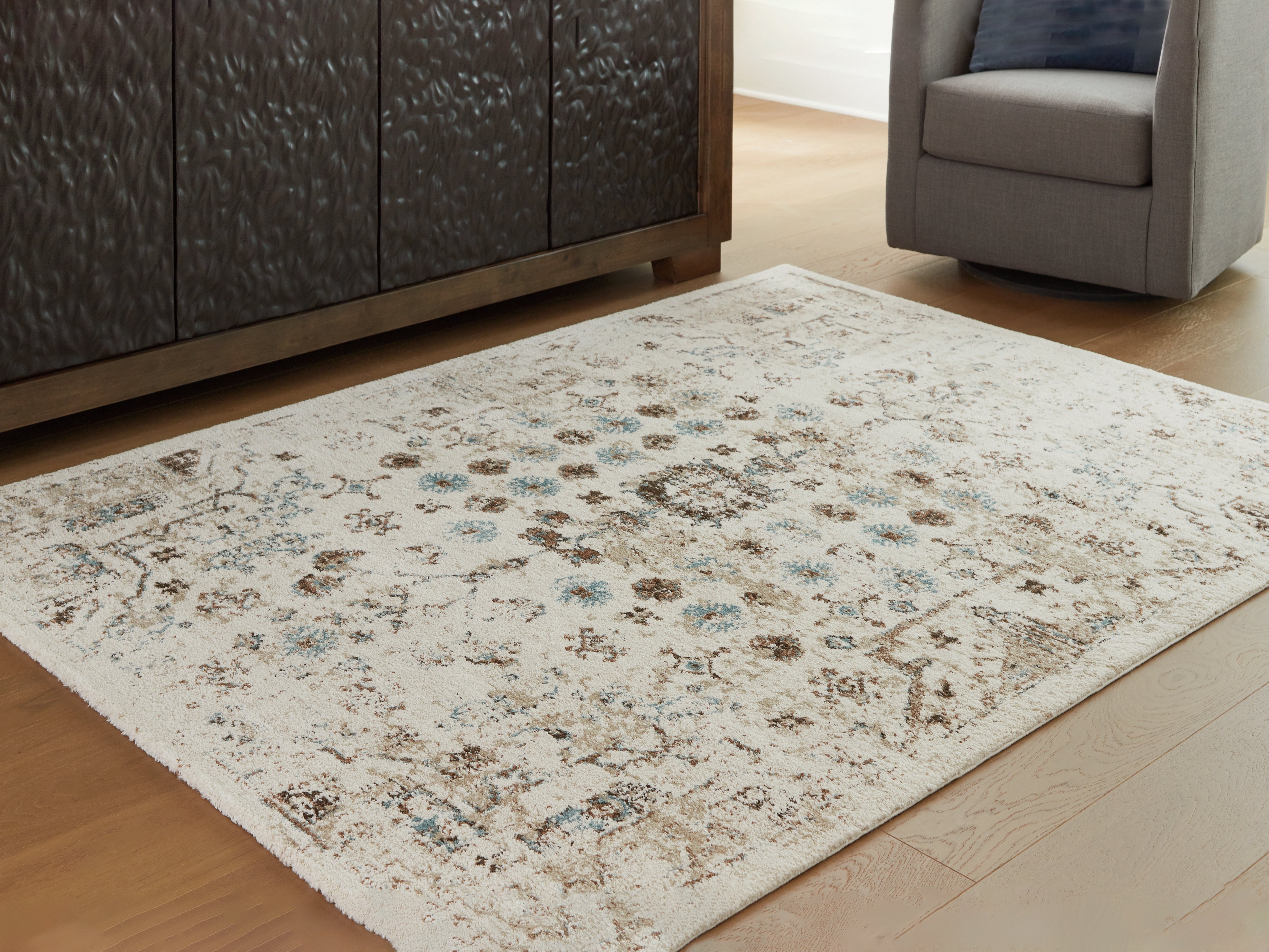 Leasing Furniture - Ashley Furniture - Jossler Rug - 8' x 10' Rug / Ivory/Brown/Teal - R407071
