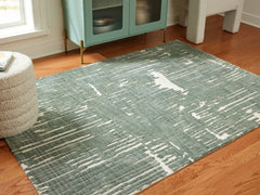 Leasing Furniture - Ashley Furniture - Cayworth Rug - 5' x 7' Rug / Teal/White - R407092