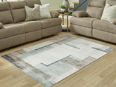 Leasing Furniture - Ashley Furniture - Larkport Rug - Washable 5' x 7' Area Rug / Cream/Brown/Gray - R407412