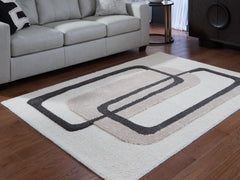Leasing Furniture - Ashley Furniture - Davismour Rug - 5' x 7' Area Rug / Ivory/Taupe/Charcoal - R407562