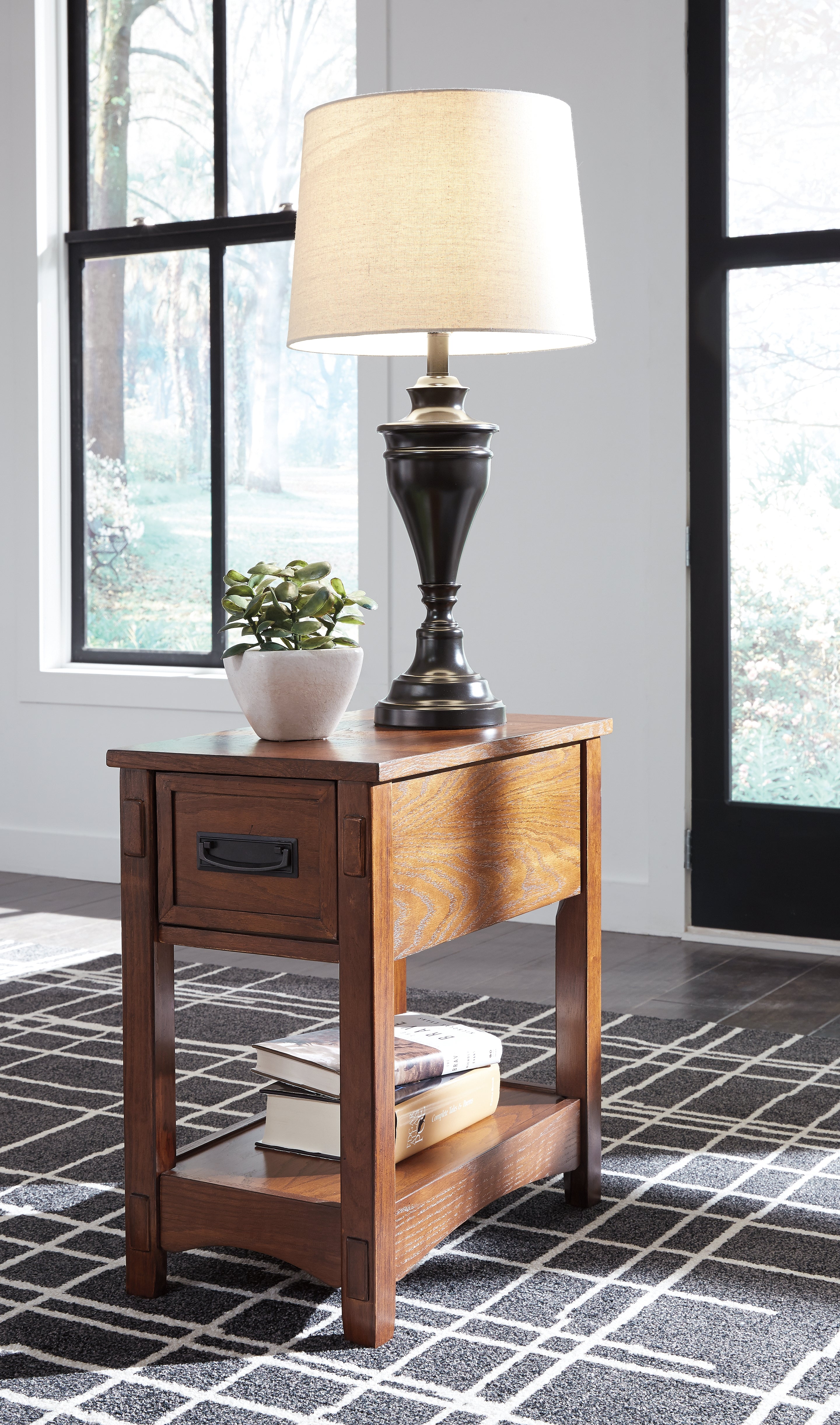 Leasing Furniture - Ashley Furniture - Breegin Chairside End Table - Chair Side End Table / Brown - T007-319