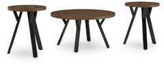 Leasing Furniture - Ashley Furniture - Elbrynn Table (Set of 3) - Occasional Table Set (3/CN) / Brown/Black - T153-13