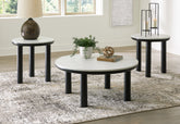 Leasing Furniture - Ashley Furniture - Xandrum Table (Set of 3) - Occasional Table Set (3/CN) / Black/White - T159-13