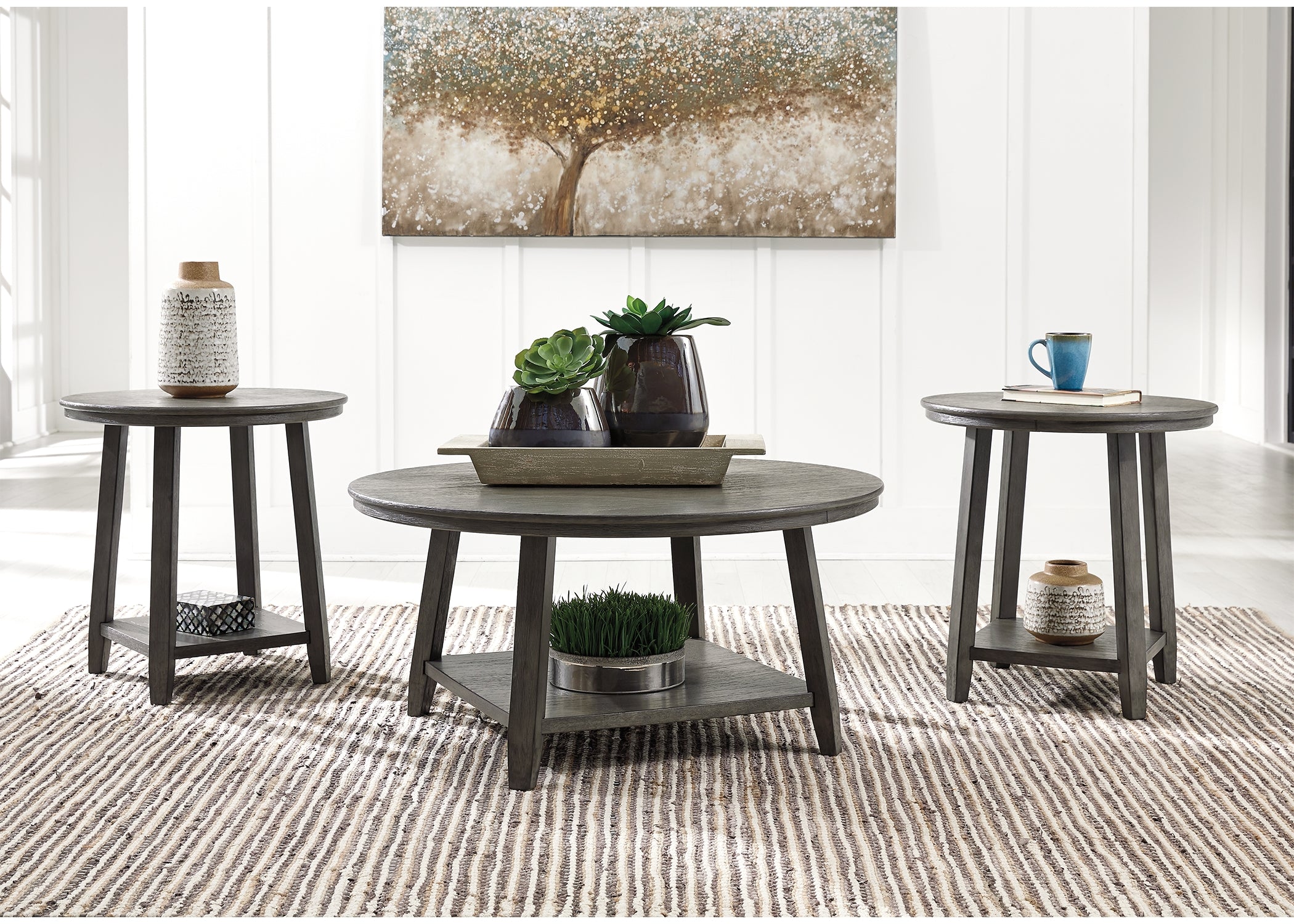 Leasing Furniture - Ashley Furniture - Caitbrook Table (Set of 3) - Occasional Table Set (3/CN) / Gray - T188-13
