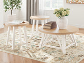 Leasing Furniture - Ashley Furniture - Fawndell Table (Set of 3) - Occasional Table Set (3/CN) / Antique White/Brown - T193-13