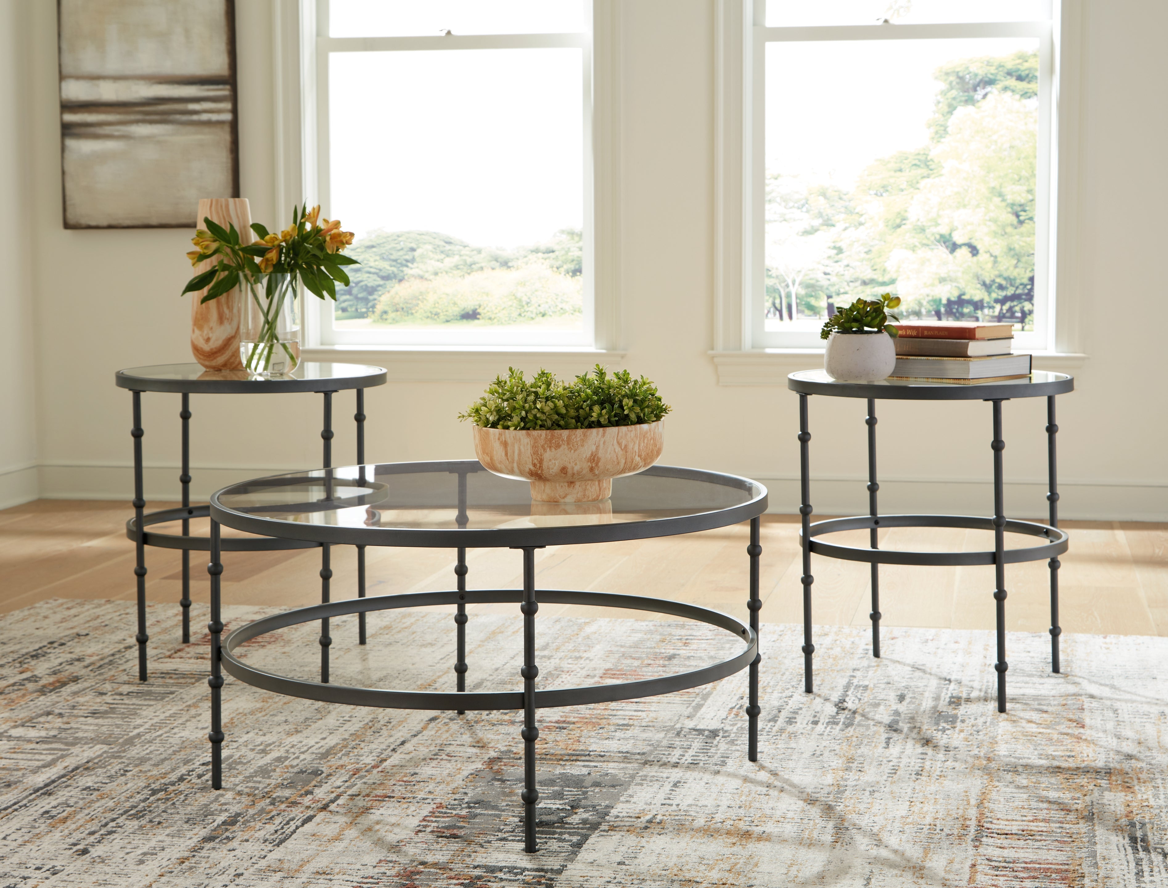 Leasing Furniture - Ashley Furniture - Kellyco Table (Set of 3) - Occasional Table Set (3/CN) / Gunmetal - T246-13