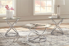 Leasing Furniture - Ashley Furniture - Hollynyx Table (Set of 3) - Occasional Table Set (3/CN) / Chrome Finish - T270-13