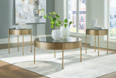 Leasing Furniture - Ashley Furniture - Jettaya Table (Set of 3) - Occasional Table Set (3/CN) / Brushed Brass - T285-13
