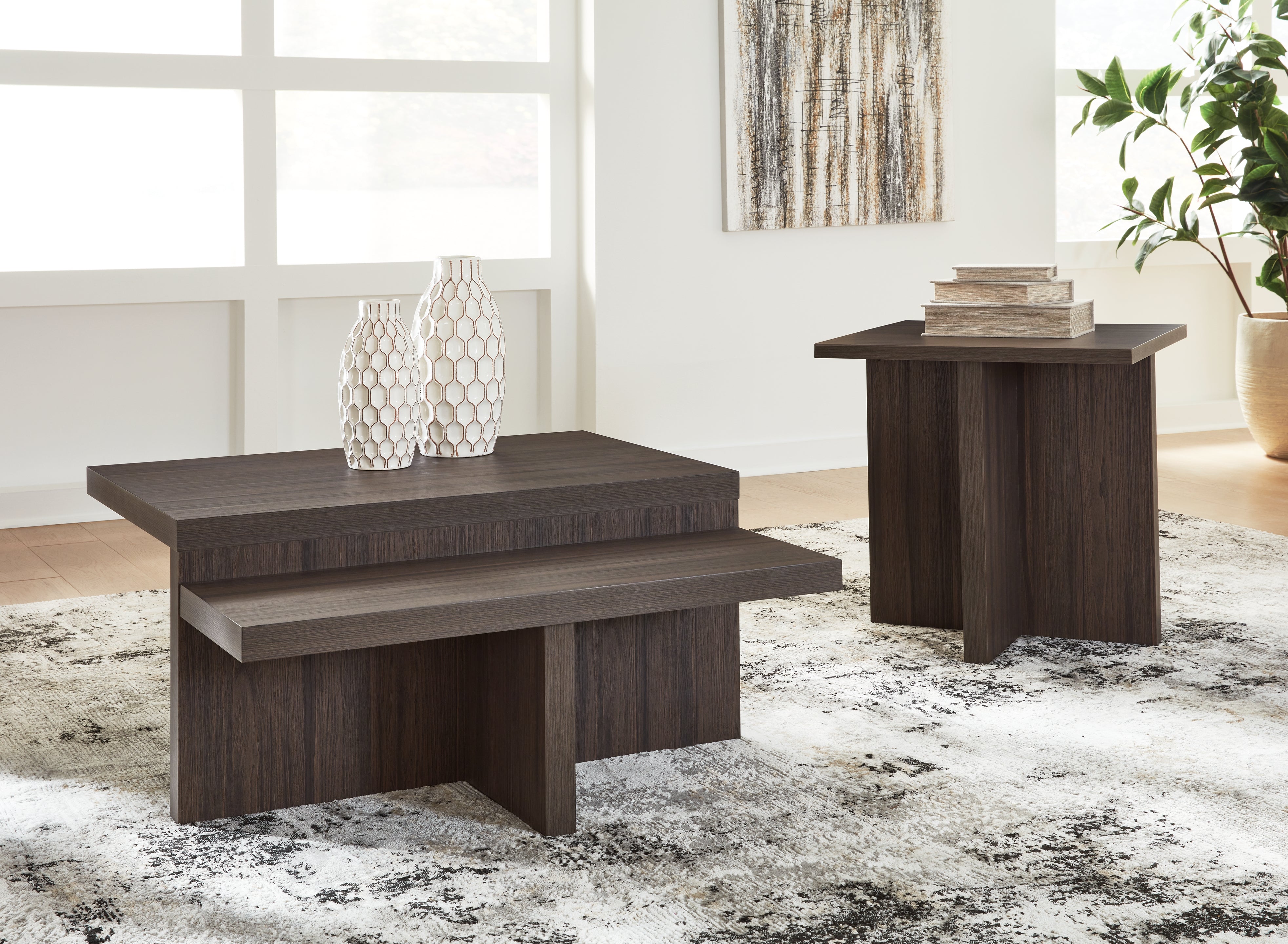 Leasing Furniture - Ashley Furniture - Zendex Table (Set of 2) - Occasional Table Set (Set of 2) / Brown - T304-12