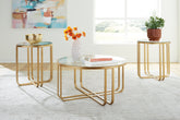 Leasing Furniture - Ashley Furniture - Milloton Table (Set of 3) - Occasional Table Set (3/CN) / Gold - T398-13
