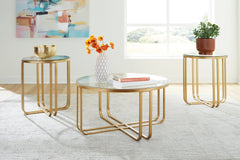 Leasing Furniture - Ashley Furniture - Milloton Table (Set of 3) - Occasional Table Set (3/CN) / Gold - T398-13