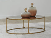 Leasing Furniture - Ashley Furniture - Korajane Coffee Table - Oval Cocktail Table / Antique Gold - T399-0