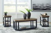 Leasing Furniture - Ashley Furniture - Landocken Table (Set of 3) - Occasional Table Set (3/CN) / Brown/Blue - T402-13