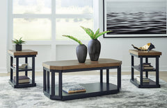 Leasing Furniture - Ashley Furniture - Landocken Table (Set of 3) - Occasional Table Set (3/CN) / Brown/Blue - T402-13