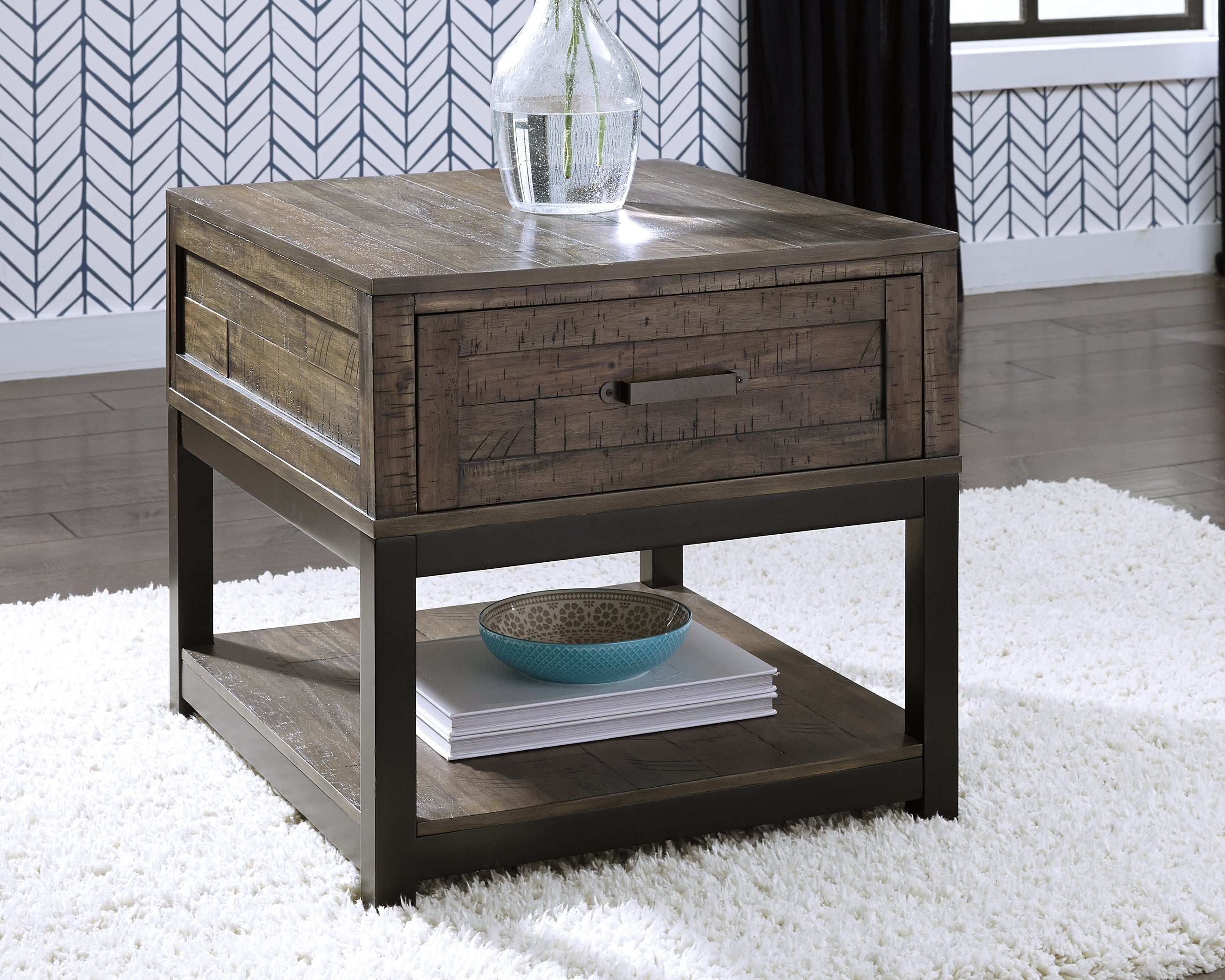 Leasing Furniture - Ashley Furniture - Johurst End Table - Rectangular End Table / Grayish Brown - T444-3