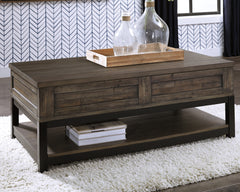 Leasing Furniture - Ashley Furniture - Johurst Coffee Table with Lift Top - LIFT TOP COCKTAIL TABLE / Grayish Brown - T444-9