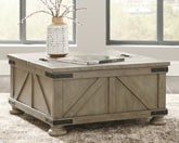 Leasing Furniture - Ashley Furniture - Aldwin Coffee Table With Storage - Cocktail Table with Storage / Gray - T457-20