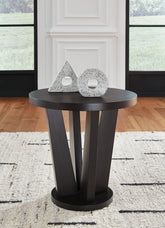 Leasing Furniture - Ashley Furniture - Chasinfield End Table - Round End Table / Dark Brown - T458-6