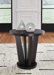 Leasing Furniture - Ashley Furniture - Chasinfield End Table - Round End Table / Dark Brown - T458-6