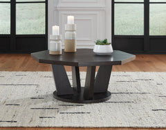 Leasing Furniture - Ashley Furniture - Chasinfield Coffee Table - Octagon Cocktail Table / Dark Brown - T458-8