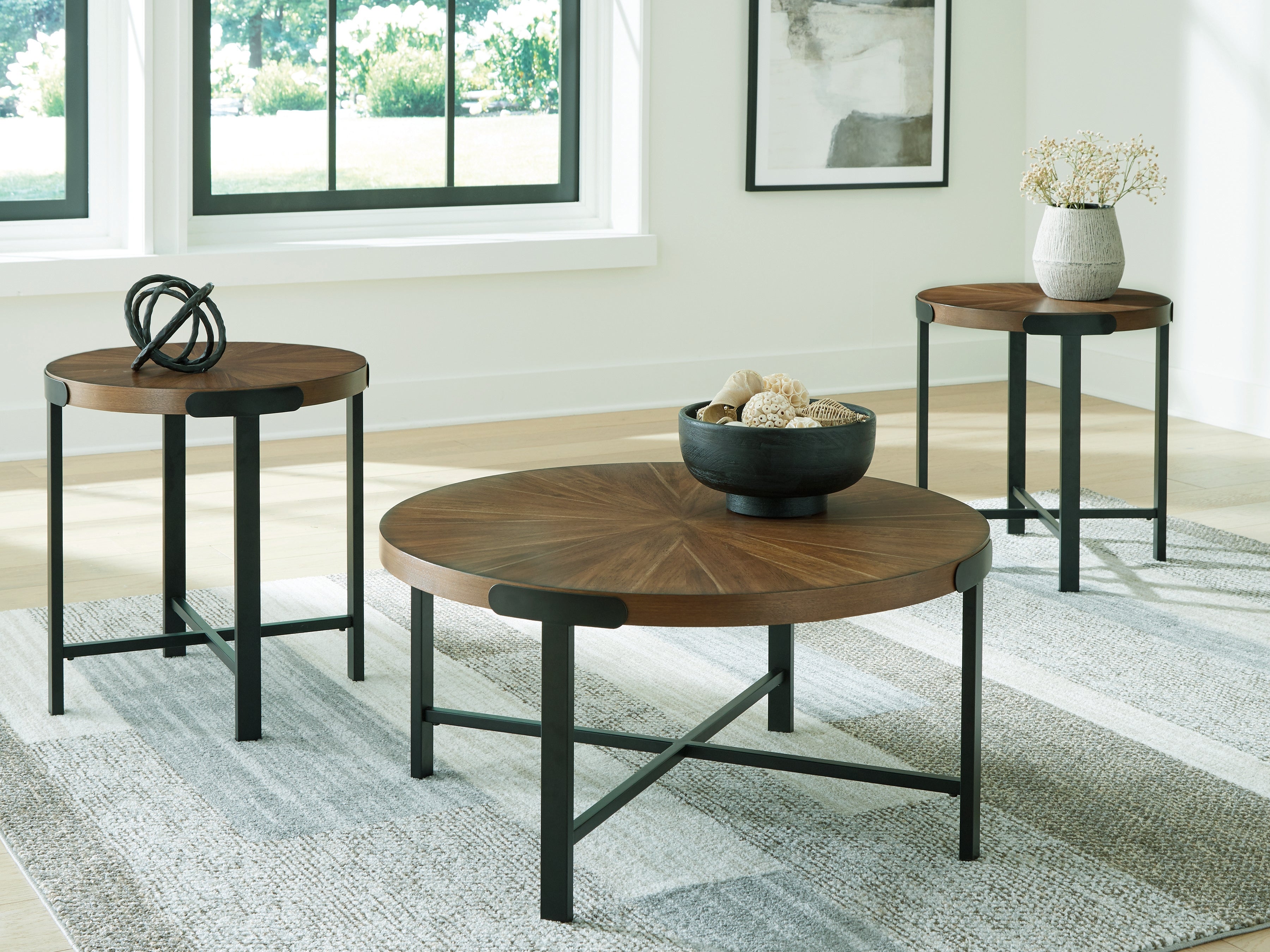 Leasing Furniture - Ashley Furniture - Crosstrail Table (Set of 3) - Occasional Table Set (3/CN) / Brown - T483-13