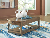 Leasing Furniture - Ashley Furniture - Burkbyer Coffee Table - Rectangular Cocktail Table / Brown - T513-1