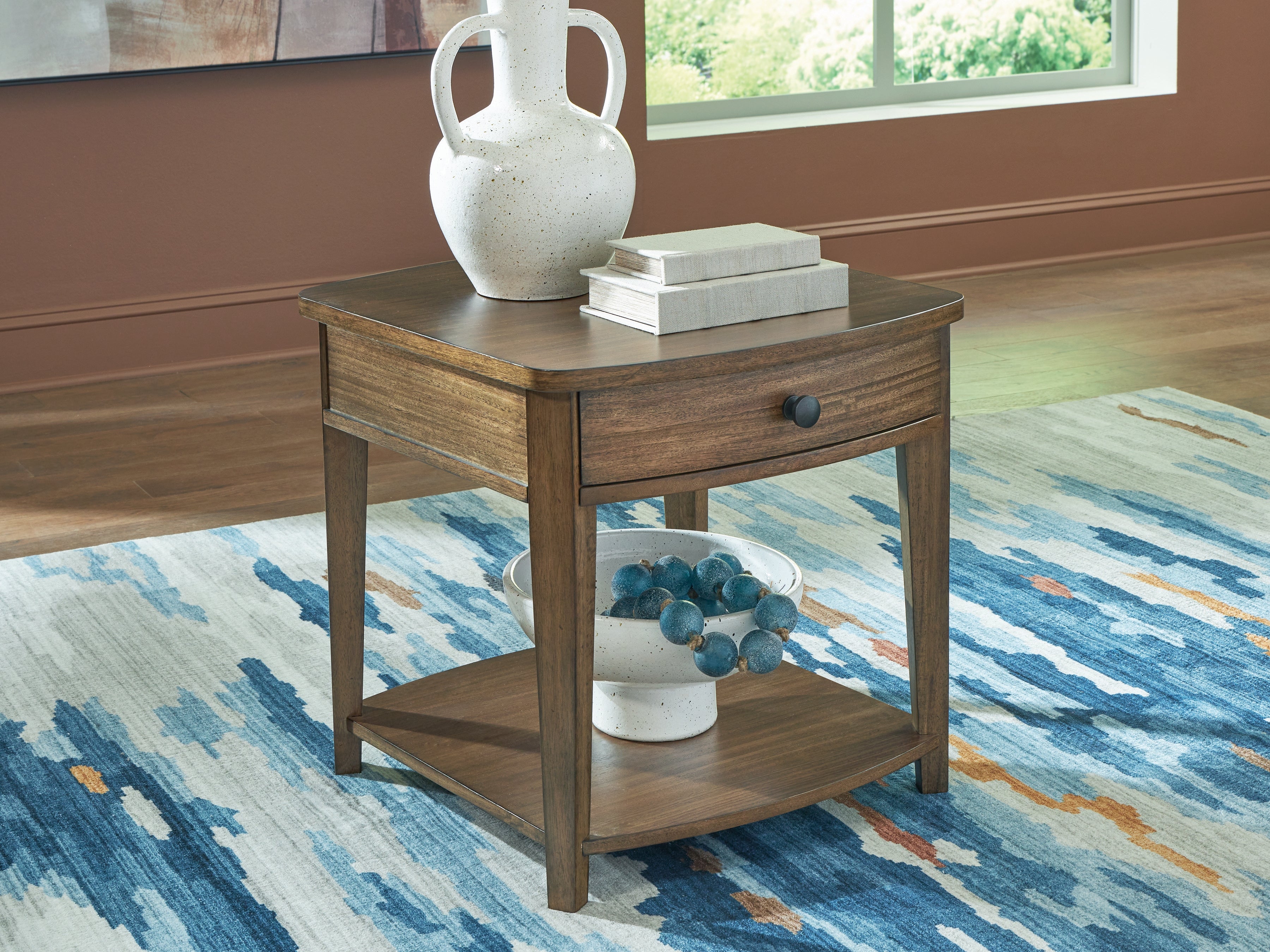 Leasing Furniture - Ashley Furniture - Burkbyer End Table - Rectangular End Table / Brown - T513-3