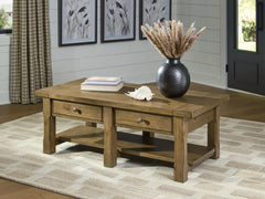 Leasing Furniture - Ashley Furniture - Vandenmore Coffee Table - Rectangular Cocktail Table / Medium Brown - T539-1