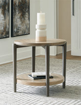 Leasing Furniture - Ashley Furniture - Dyonton End Table - Round End Table / Light Grayish Brown - T574-6