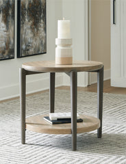 Leasing Furniture - Ashley Furniture - Dyonton End Table - Round End Table / Light Grayish Brown - T574-6