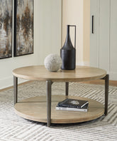 Leasing Furniture - Ashley Furniture - Dyonton Coffee Table - Round Cocktail Table / Light Grayish Brown - T574-8