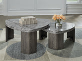 Leasing Furniture - Ashley Furniture - Surmour Stacked Coffee Table - Stacked Cocktail Table / Gray/Brown - T600-0