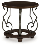 Leasing Furniture - Ashley Furniture - Frallyn End Table - Round End Table / Dark Brown - T623-6