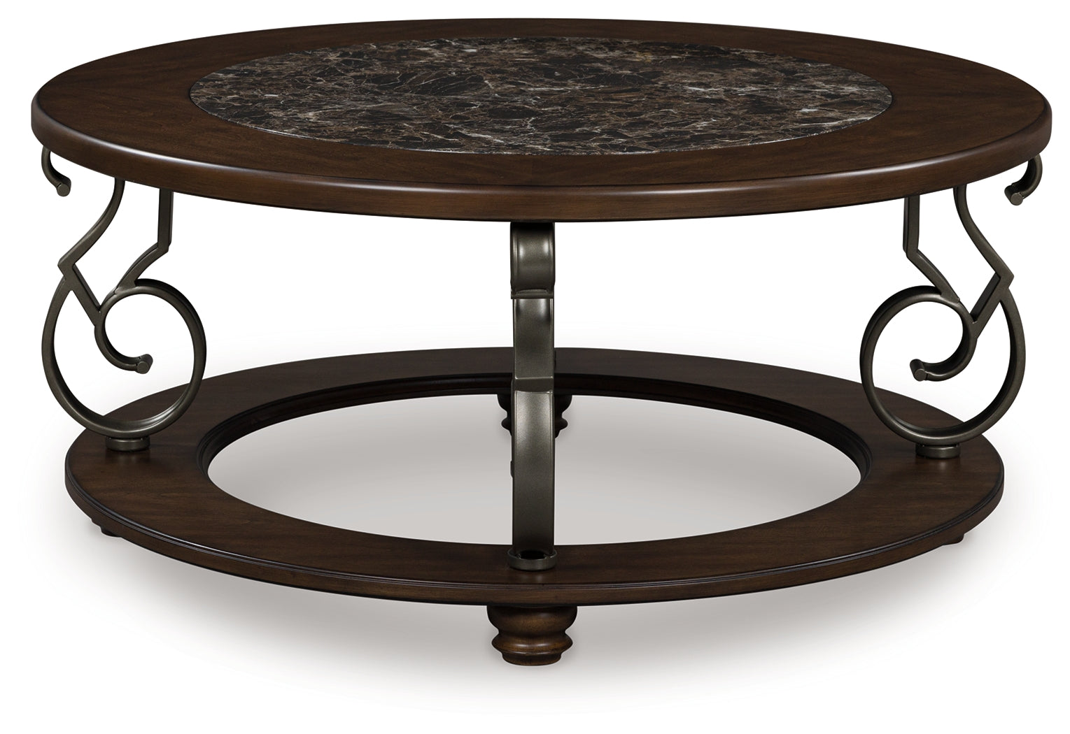 Leasing Furniture - Ashley Furniture - Frallyn Coffee Table - Round Cocktail Table / Dark Brown - T623-8
