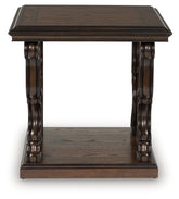 Leasing Furniture - Ashley Furniture - Maylee End Table - Square End Table / Dark Brown - T647-2