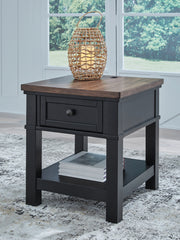 Leasing Furniture - Ashley Furniture - Wildenauer End Table - Rectangular End Table / Brown/Black - T664-3