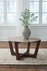 Leasing Furniture - Ashley Furniture - Tanidore Coffee Table - Round Cocktail Table / Warm Brown - T667-8